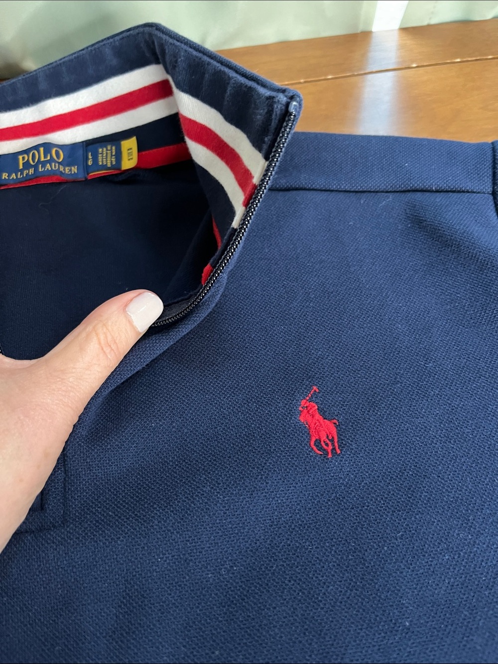Polo by Ralph Lauren Navy Half-Zip Pullover with Red Pony - Picture 3 of 7